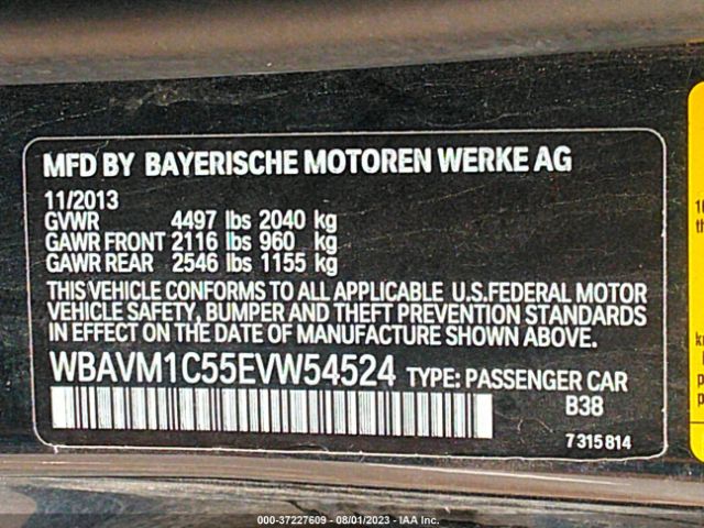 WBAVM1C55EVW54524 BMW X1 Sdrive28i