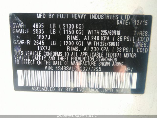 4S4BSALC9G3277295 Subaru Outback 2.5i Limited