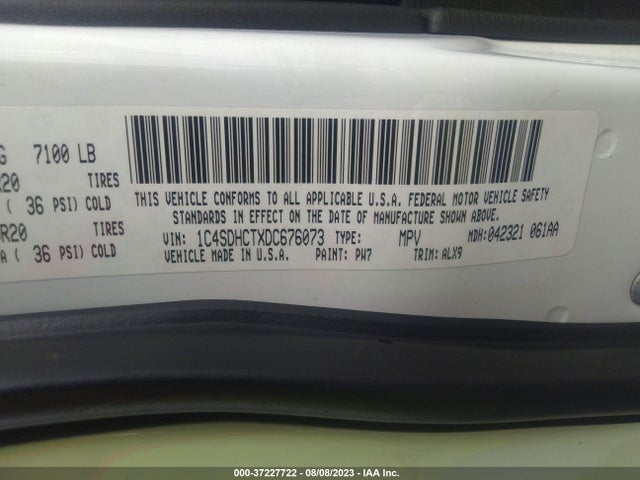 2013 DODGE DURANGO R/T VIN: 1C4SDHCTXDC676073