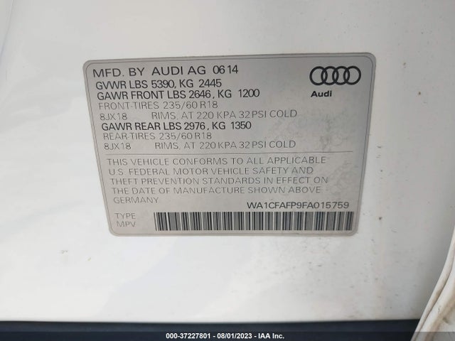 WA1CFAFP9FA015759 Audi Q5 PREMIUM