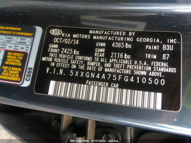 5XXGN4A75FG410500 KIA OPTIMA EX