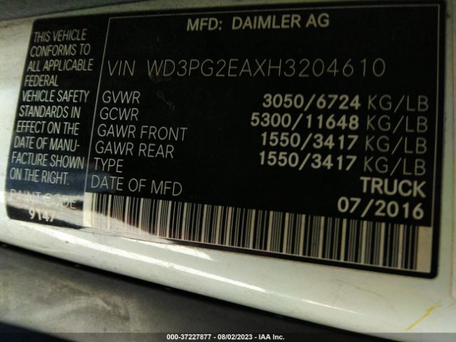 WD3PG2EAXH3204610 Mercedes-Benz METRIS CARGO VAN