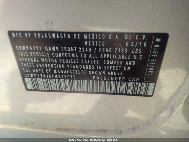 3VWD17AJXFM315079 Volkswagen Jetta Sedan 1.8t Se