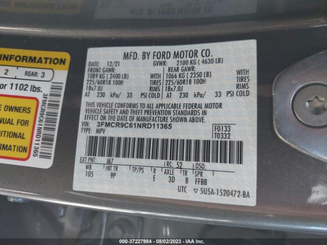 3FMCR9C61NRD11365 Ford Bronco Sport Outer Banks