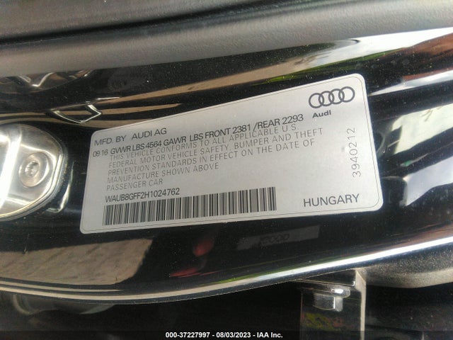 WAUB8GFF2H1024762 Audi A3 Sedan Premium