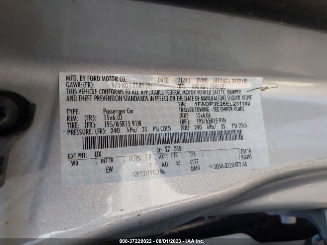 1FADP3E26EL231182 Ford FOCUS S
