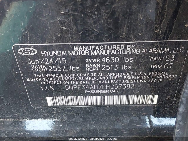 Hyundai Sonata 2.0t Limited 2015 5NPE34AB7FH257382 Image 15