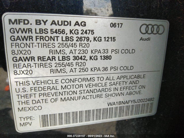 WA1BNAFY5J2022492 Audi Q5 Premium Plus