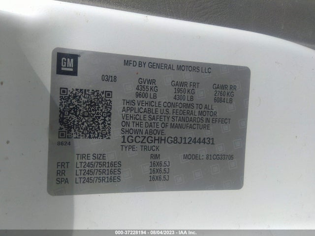Chevrolet EXPRESS CARGO VAN 2018 1GCZGHHG8J1244431 Image 9