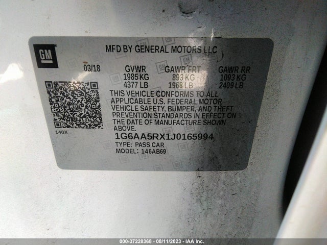 1G6AA5RX1J0165994 Cadillac Ats Sedan Rwd
