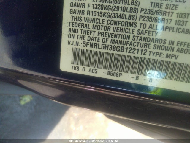 Honda ODYSSEY SE 2016 5FNRL5H38GB122112 Image 9