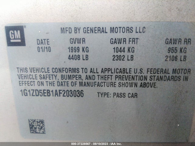 2010 CHEVROLET MALIBU LT W/2LT VIN: 1G1ZD5EB1AF203036