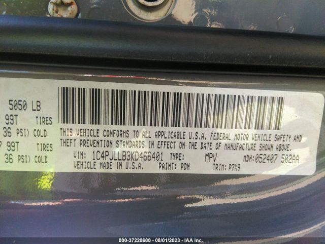 1C4PJLLB3KD466401 Jeep Cherokee Latitude Plus