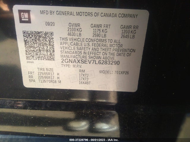 Chevrolet EQUINOX LS 2020 2GNAXSEV7L6283290 Image 9