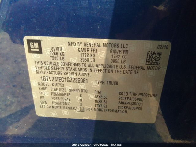 1GTV2MEC1GZ225981 GMC Sierra 1500 Sle