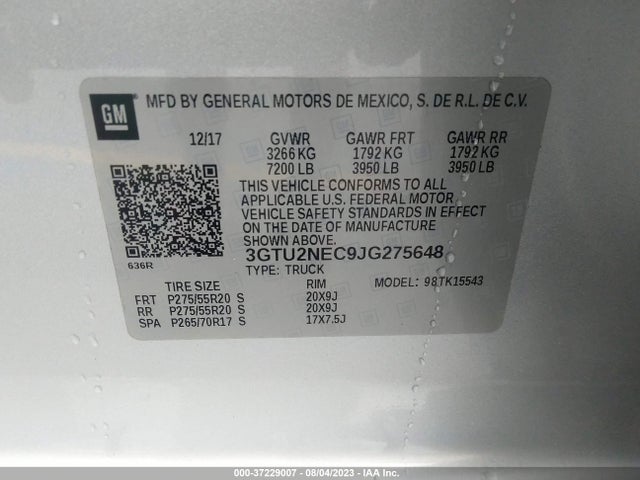 GMC Sierra 1500 Slt 2018 3GTU2NEC9JG275648 Image 9