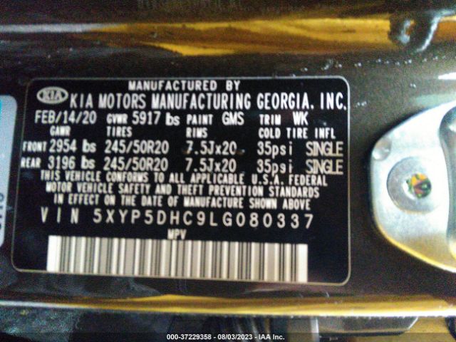 5XYP5DHC9LG080337 KIA Telluride Sx