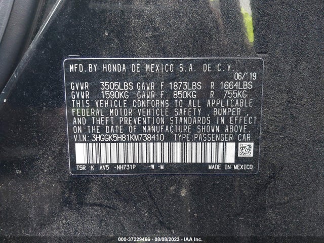 Honda FIT EX 2019 3HGGK5H81KM738410 Image 9