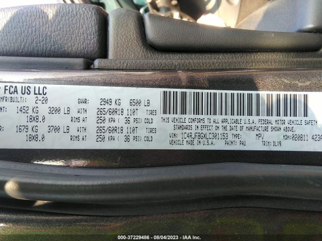 1C4RJFBGXLC301153 Jeep Grand Cherokee Limited