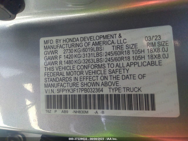 Honda Ridgeline Sport 2023 5FPYK3F17PB032364 Image 15