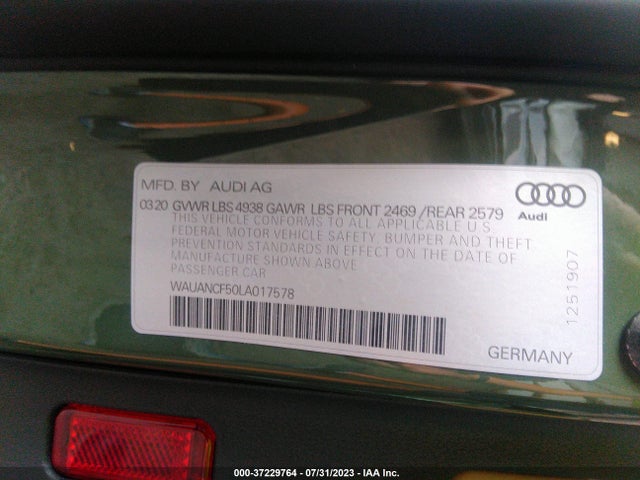 WAUANCF50LA017578 Audi A5 Sportback Premium