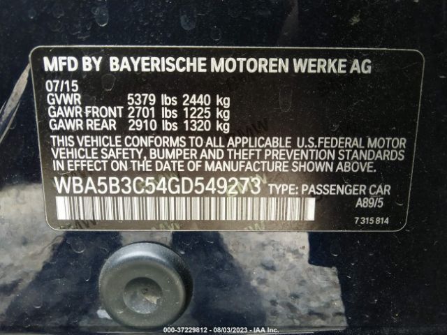 WBA5B3C54GD549273 BMW 5 Series 535i Xdrive