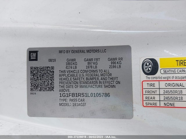 Chevrolet Camaro 1lt 2020 1G1FB1RS1L0105786 Image 16