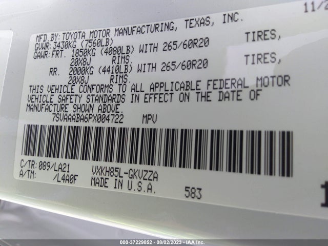 2023 Toyota Sequoia, VIN: 7SVAAABA6PX004722