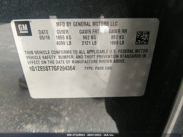 Chevrolet MALIBU LT 2016 1G1ZE5ST7GF294364 Image 9