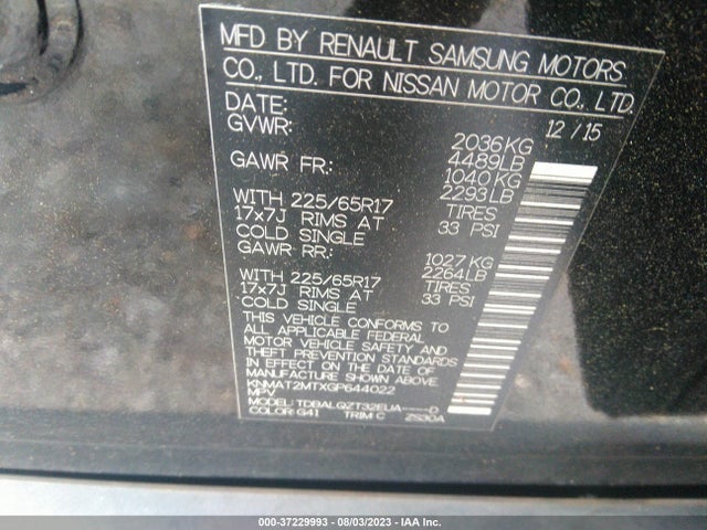 Nissan ROGUE SV 2016 KNMAT2MTXGP644022 Image 9
