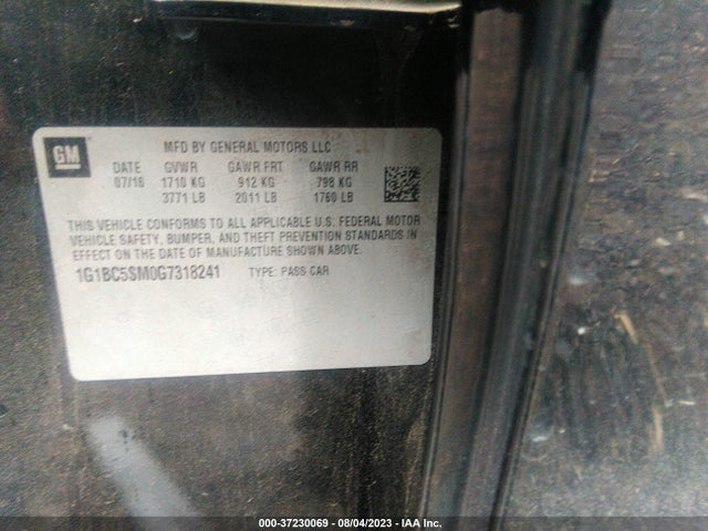 Chevrolet CRUZE LS 2016 1G1BC5SM0G7318241 Image 9