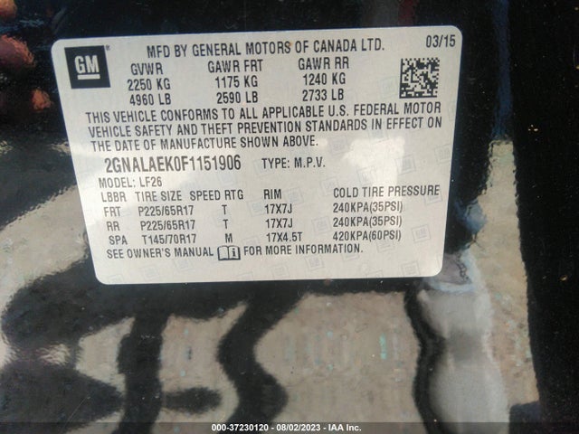 Chevrolet EQUINOX LS 2015 2GNALAEK0F1151906 Image 9