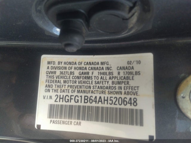 2010 HONDA CIVIC CPE LX VIN: 2HGFG1B64AH520648