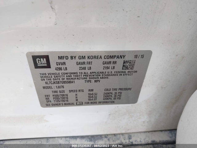 Chevrolet TRAX LS 2016 KL7CJKSB7GB558041 Image 9