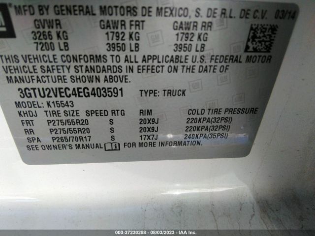 3GTU2VEC4EG403591 GMC Sierra 1500 Slt