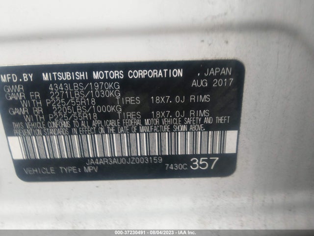 JA4AR3AU0JZ003159 Mitsubishi Outlander Sport 2.0
