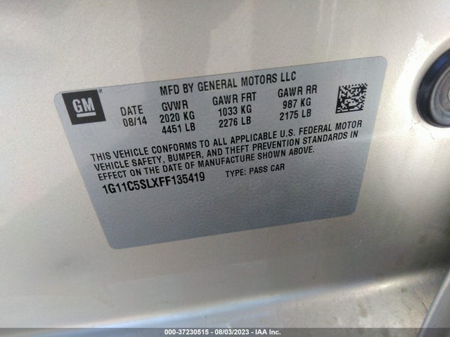 Chevrolet MALIBU LT 2015 1G11C5SLXFF135419 Image 15