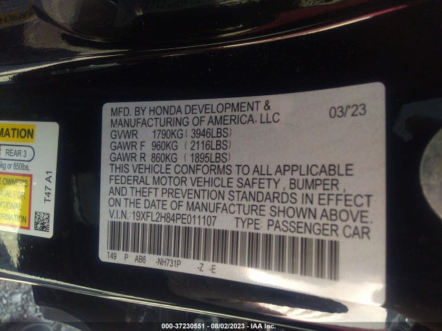 Honda Civic Hatchback Sport 2023 19XFL2H84PE011107 Image 15