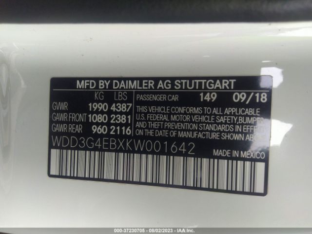 WDD3G4EBXKW001642 Mercedes-Benz A-class A 220