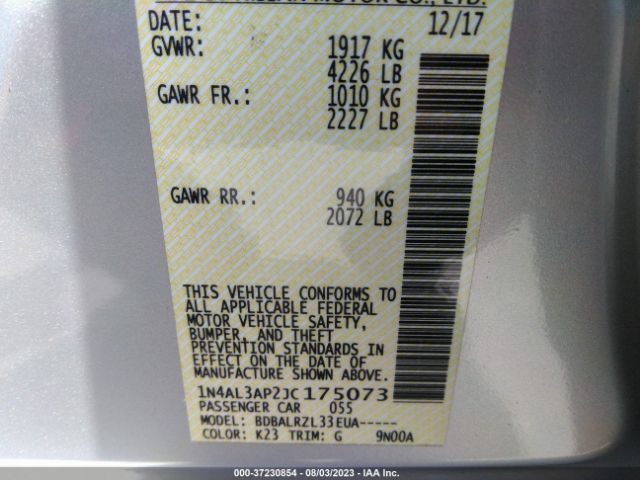 1N4AL3AP2JC175073 Nissan Altima 2.5 Sl