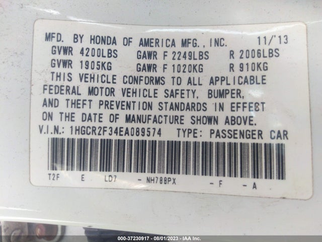 Honda Accord Sedan Lx 2014 1HGCR2F34EA089574 Image 9