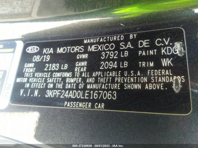 3KPF24AD0LE167063 KIA Forte Lxs