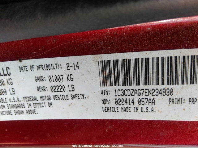 Dodge AVENGER SE 2014 1C3CDZAG7EN234930 Image 10