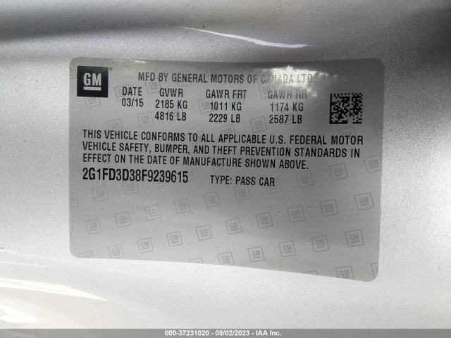 Chevrolet CAMARO LT 2015 2G1FD3D38F9239615 Image 9