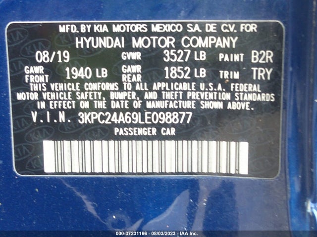 2020 HYUNDAI ACCENT SE VIN: 3KPC24A69LE098877