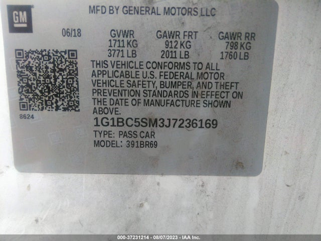 Chevrolet CRUZE LS 2018 1G1BC5SM3J7236169 Image 9