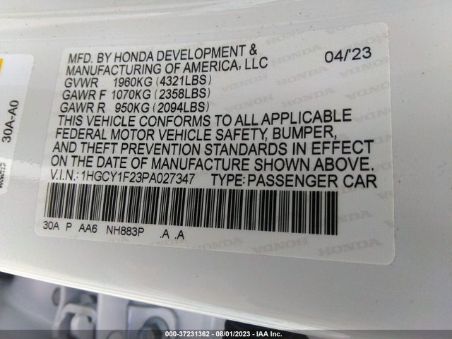 Honda ACCORD LX 2023 1HGCY1F23PA027347 Image 9