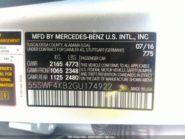 55SWF4KB2GU174922 Mercedes-Benz C 300 Sport 4matic/luxury 4matic/4matic