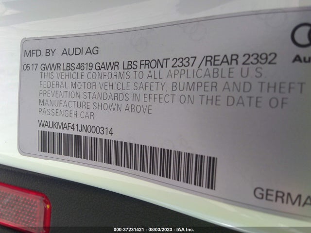 WAUKMAF41JN000314 Audi A4 Premium/tech Premium