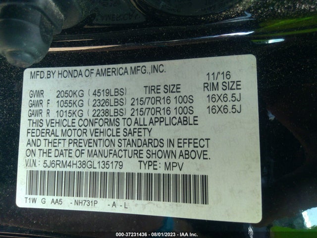 Honda CR-V LX 2016 5J6RM4H38GL135179 Image 9